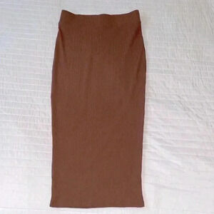 Bar III ribbed midi skirt- brown